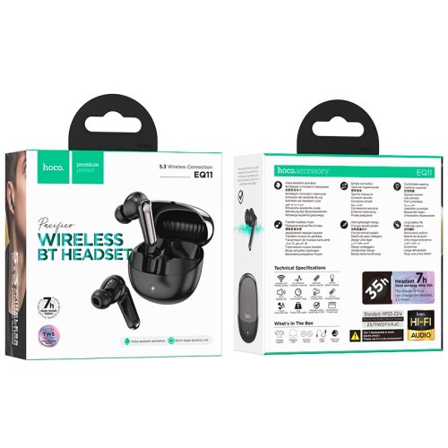 Навушники HOCO Pacifico true wireless BT headset EQ11 |BT5.3, 7/35h| black