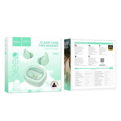 Навушники HOCO Shadow true wireless sleep BT headset EW65 |BT5.3, 30/500mAh, 4h| blue