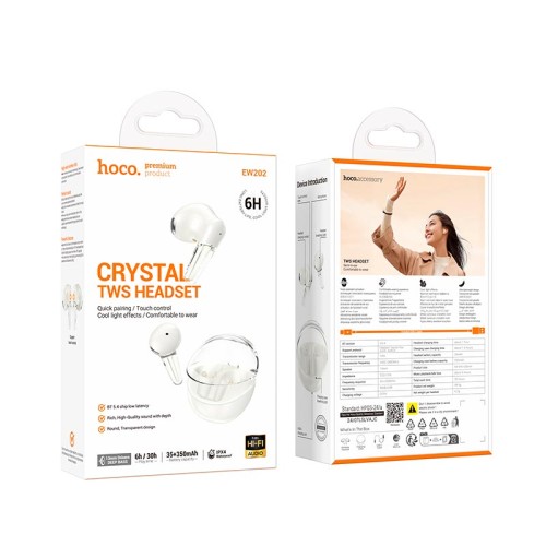 Навушники HOCO Magic true wireless BT headset EW202 |BT5.4, 35/350mAh, 6h, ipx4| black