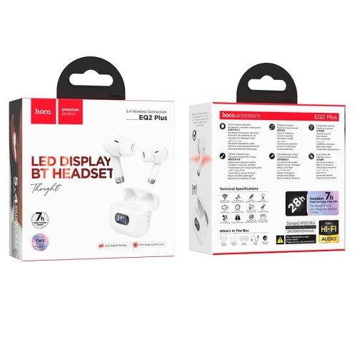 Навушники HOCO Thought true wireless BT headset EQ2 Plus |BT5.4, 40/320mAh, 7h| white