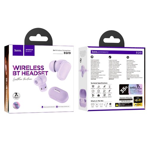 Навушники HOCO Duke V true wireless BT headset EQ19 |BT5.4, 40/400mAh, 7h| black
