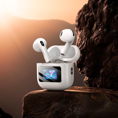 Навушники HOCO Randy true wireless BT headset with touch screen EW73 |BT5.4, 30/300mAh, 4h| white