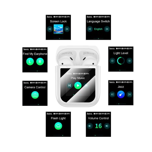 Навушники HOCO Magnificent true wireless touch screen BT headset EW80 |BT5.4, 30/300mAh, 4h| white