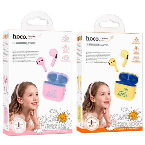 Навушники HOCO Friendly true wireless children BT headset EW112 |BT5.4, 30/250mAh, 4h| pink