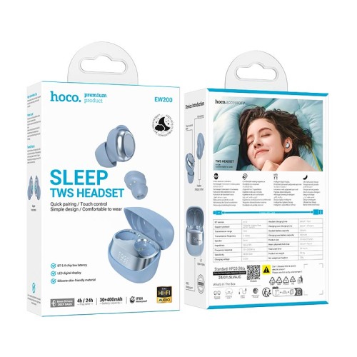 Навушники HOCO Elegant true wireless sleep BT headset EW200 IPX4 |BT5.4, 30/400mAh, 4h| purple