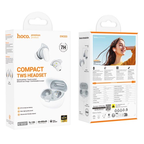 Навушники HOCO Jinny true wireless BT headset EW203 |BT5.4, 40/400mAh, 7h| black
