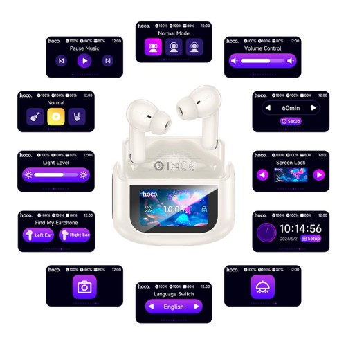 Навушники HOCO Sandy true wireless ANC+ENC noise reduction touch screen BT headset EQ21 |BT5.4, 40/400mAh, 7h| blue