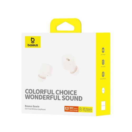 Навушники Baseus Bowie True Wireless Earphones E18 |BT5.3, 40/300mAh, IPX4, 2ENC Mic, 7.5h| white