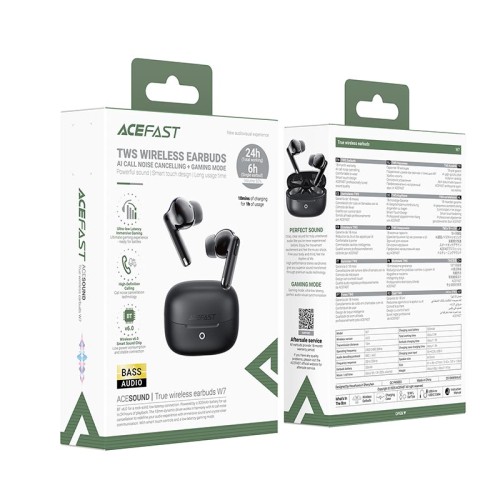 Навушники ACEFAST true wireless earbuds W7 IPX4 |BT6.0, 6/24h, 35/320mAh| white
