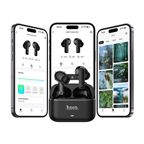 Навушники HOCO Rhyme true wireless six microphones noise reduction BT headset EQ35 |BT5.4, ANC/ENC, App, 7/35h| black