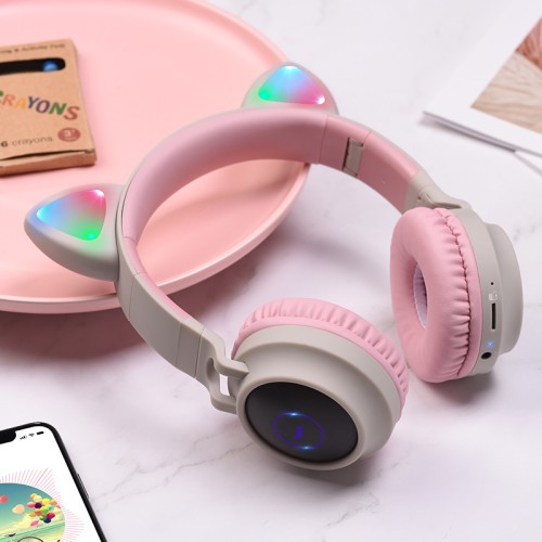 Навушники Bluetooth HOCO Cheerful Cat ear W27 pink