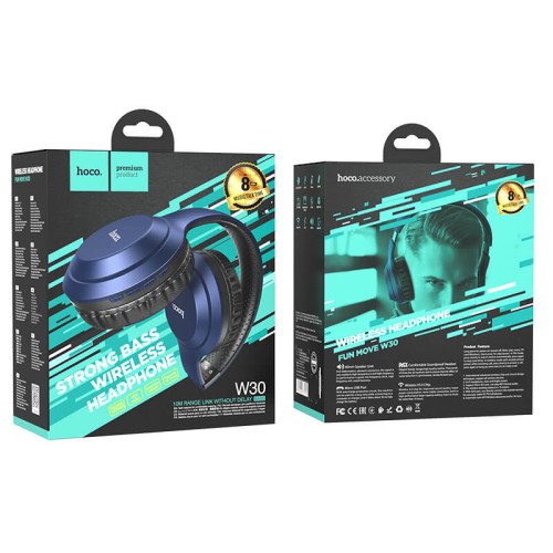 Навушники Bluetooth HOCO Fun move BT headphones W30 |BT5.0, AUX/FM/TF, 8h| red