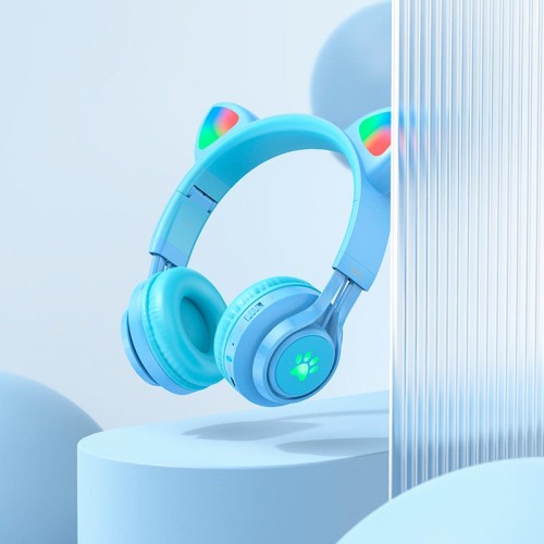 Навушники HOCO Cat ear kids BT headphones W39 |BT5.3, AUX, 10H, 85db| blue