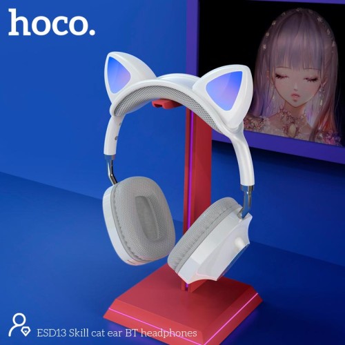 Навушники HOCO Skill cat ear BT headphones ESD13 |BT5.3, Type-C, 7h| white