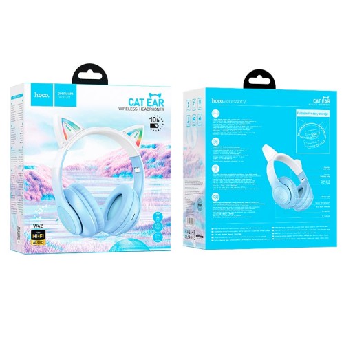 Навушники HOCO Cat ears BT headphones W42 |BT5.3, AUX/TF, 10h| Purple grape