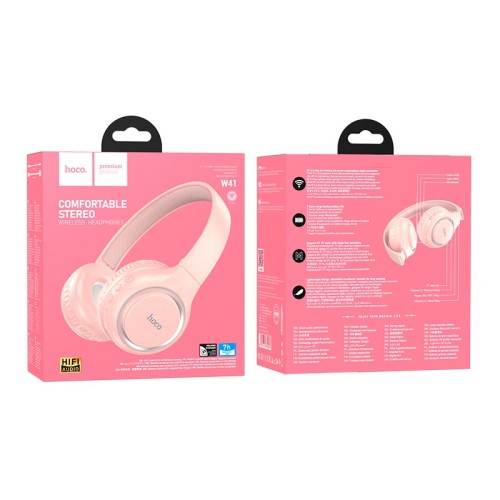 Навушники HOCO Charm BT headphones W41 |BT5.3, AUX/TF, 7h| pink