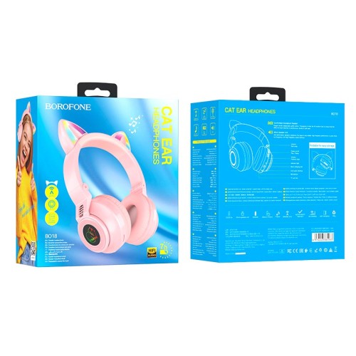 Навушники Borofone Cat ear BT headphones BO18 |BT5.0, AUX/TF, 7h| black