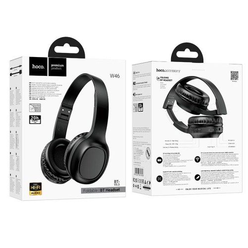Навушники HOCO Charm BT headset W46 |BT5.3/AUX, 20h, Type-C| Light Blue
