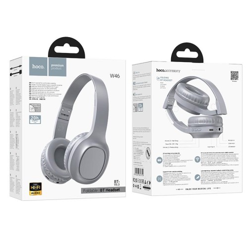 Навушники HOCO Charm BT headset W46 |BT5.3/AUX, 20h, Type-C| brown