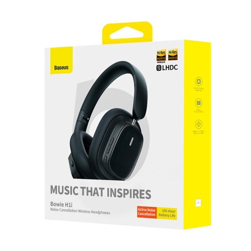 Навушники Baseus Bowie H1i Noise-Cancellation Wireless Headphones |BT5.3/3.5mm, 100h, ANC| black