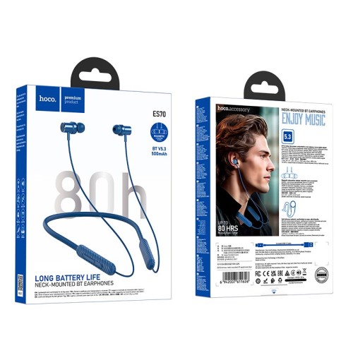 Навушники HOCO Armour neck-mounted BT earphones ES70 |BT5.3, 80h| black