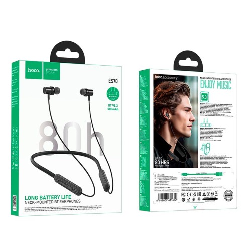 Навушники HOCO Armour neck-mounted BT earphones ES70 |BT5.3, 80h| black