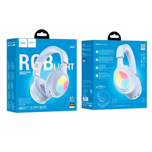Навушники HOCO Focus BT headphones W48 |BT5.3, AUX/BT/TF, 46h| Milky white