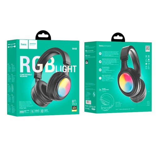 Навушники HOCO Focus BT headphones W48 |BT5.3, AUX/BT/TF, 46h| Milky white
