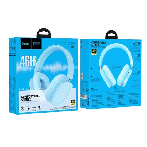 Навушники HOCO Delightful BT headphones W51 |BT5.3. AUX/TF| black