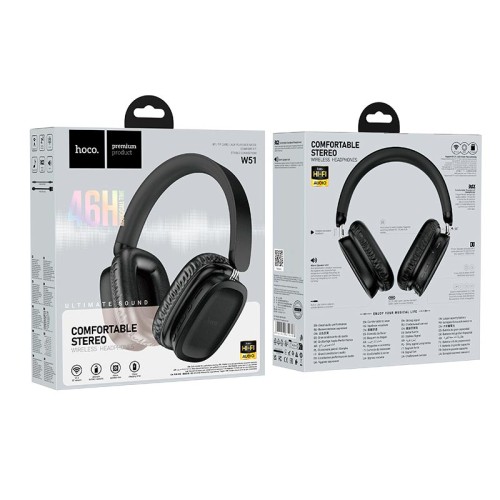 Навушники HOCO Delightful BT headphones W51 |BT5.3. AUX/TF| black