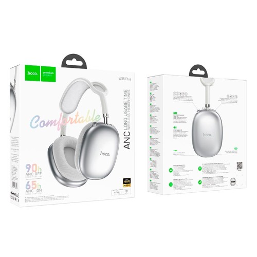Навушники HOCO Happiness ANC noise reduction BT headphones W55 Plus |BT5.4, 65-90h, AUX/TF| grey