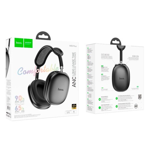 Навушники HOCO Happiness ANC noise reduction BT headphones W55 Plus |BT5.4, 65-90h, AUX/TF| silver