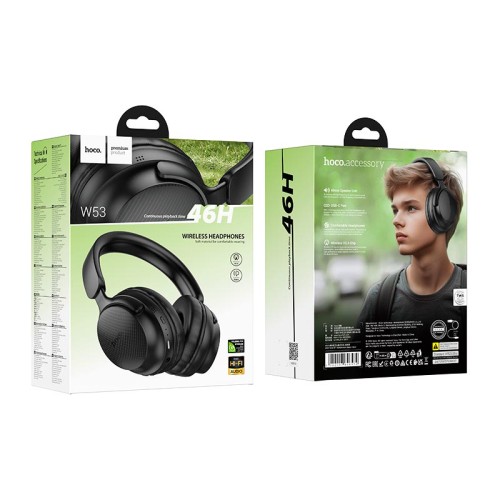 Навушники HOCO Tone BT headphones W53 |BT5.4, 46H, USB-C, AUX| grey