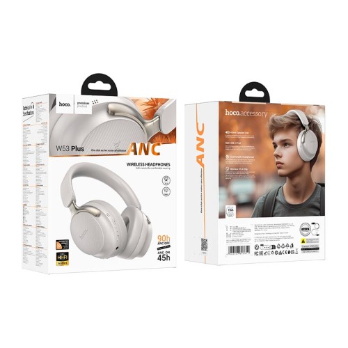 Навушники HOCO Tone ANC BT headphones W53 Plus |BT5.4, 45/90H, USB-C, AUX| black