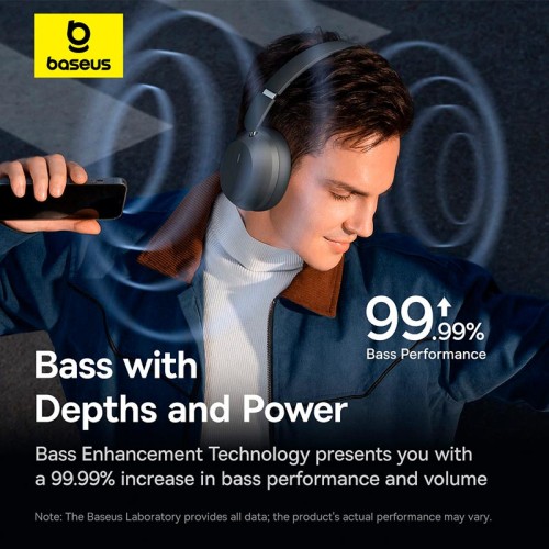 Навушники Baseus Bass 35 Max Wireless Headphones |BT5.3, 50h| grey