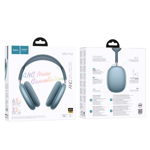 Навушники HOCO Happy ANC BT headphones W65 Plus |BT 5.4, AUX, 32/45h| purple