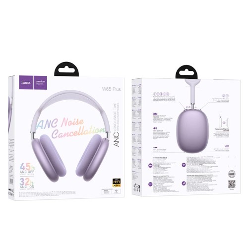 Навушники HOCO Happy ANC BT headphones W65 Plus |BT 5.4, AUX, 32/45h| orange