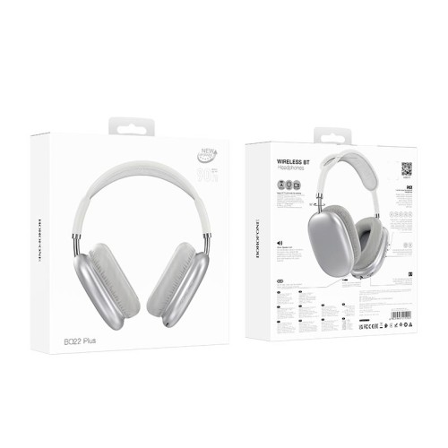 Навушники Borofone Elegant BT headphones BO22 Plus |BT5.4, AUX/TF, 90h| silver
