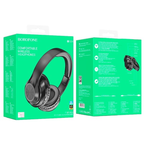 Навушники Borofone Gratified BT headphones BO24 |BT5.3, AUX/TF, 8h| black
