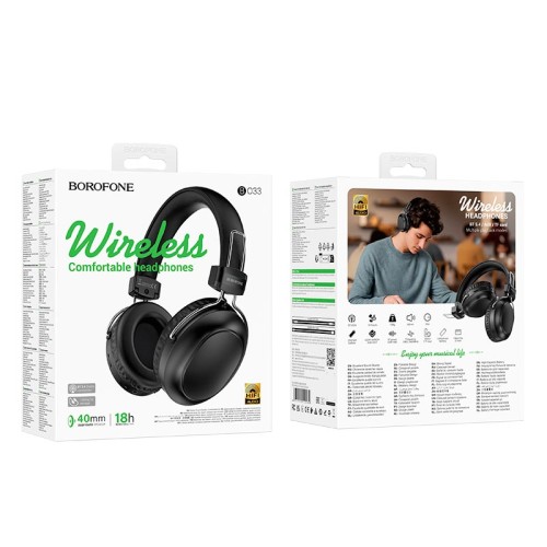 Навушники Borofone Melody BT headphones BO33 |BT5.4, AUX/TF, 18h| black