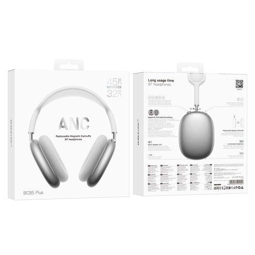 Навушники Borofone Adorable ANC BT headphones BO35 Plus |BT5.4, AUX, 32/45h| grey