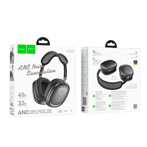 Навушники HOCO Calma ANC noise-canceling BT headphones W68 (App) |BT6.0/AUX, 32/45h, Type-C| silver
