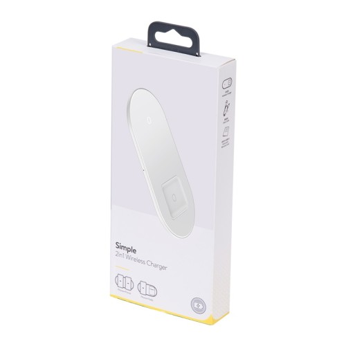 Зарядка QI BASEUS Simple 2in1 Wireless Charger 18W Max For Phones+Pods (WXJK-01) transparent-black
