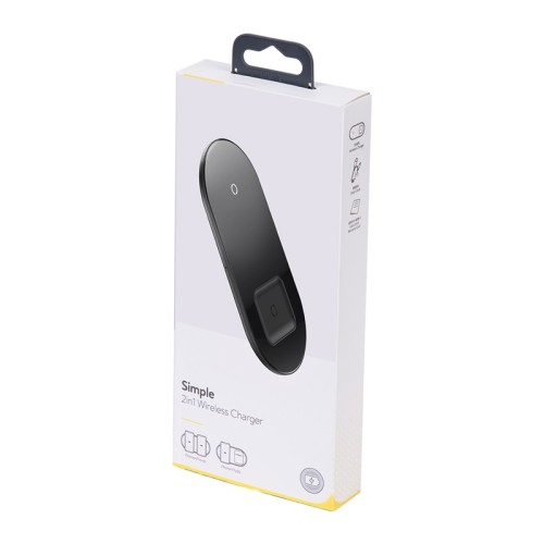 Зарядка QI BASEUS Simple 2in1 Wireless Charger 18W Max For Phones+Pods (WXJK-01) white