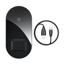 Зарядка QI BASEUS Simple 2in1 Wireless Charger 18W Max For Phones+Pods (WXJK-01) black