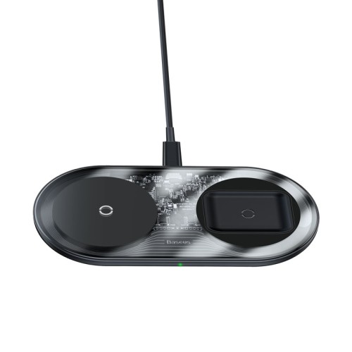 Зарядка Qi BASEUS Simple 2in1 Wireless Charger Pro Edition For Phones + Pod |15W| (WXJK-C02) black