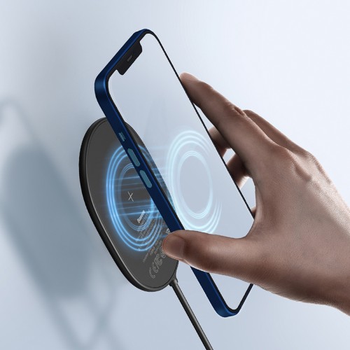 Зврядка Qi BASEUS Light Magnetic Wireless Charger (suit for IP12 with Type-C cable) |15W| (WXQJ-02} black