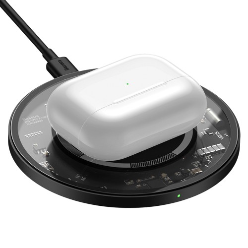 Зврядка Qi BASEUS Simple Magnetic Wireless Charger (suit for IP12) |15W| (WXJK-E02) transparent-black