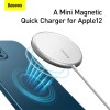 Зарядка Qi BASEUS Simple Mini Magnetic Wireless Charger (suit for Iphone 12 with Type-C cable 1.5m) white