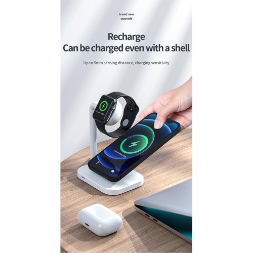Зарядка Qi 2in1 wireless charger JYD-WC109 |15W Max, Phone/Apple-Android Watch Compatible| (Not included Watch charger) white